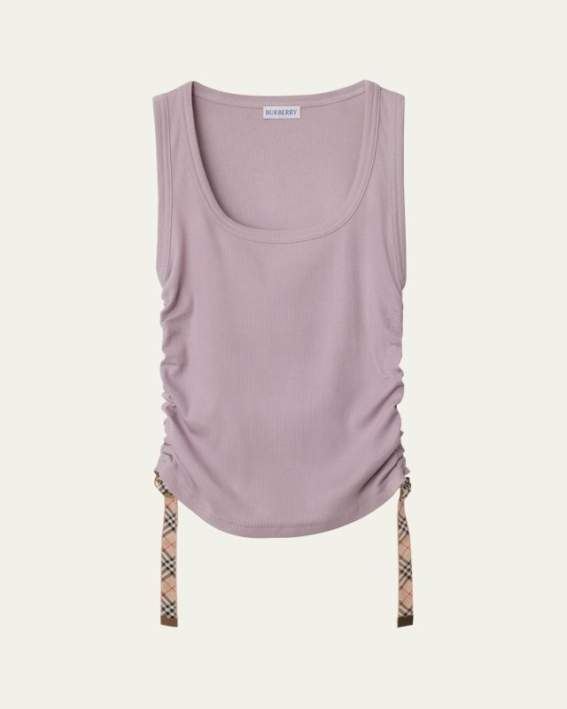 Ruched Drawstring Cotton Tank Top
